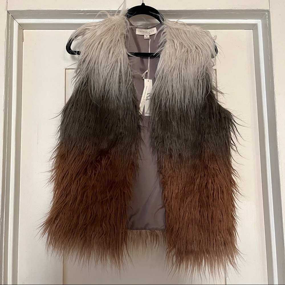 Love Stitch Faux Fur Boho Ombré Vest